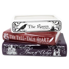 Steel Mill & Co Original Small Book-Shaped Decorative Planter, Ceramic Planter for Home Decor, Gothic Bookshelf Decor, Unique Planter for Book Lover (Edgar Allan Poe)