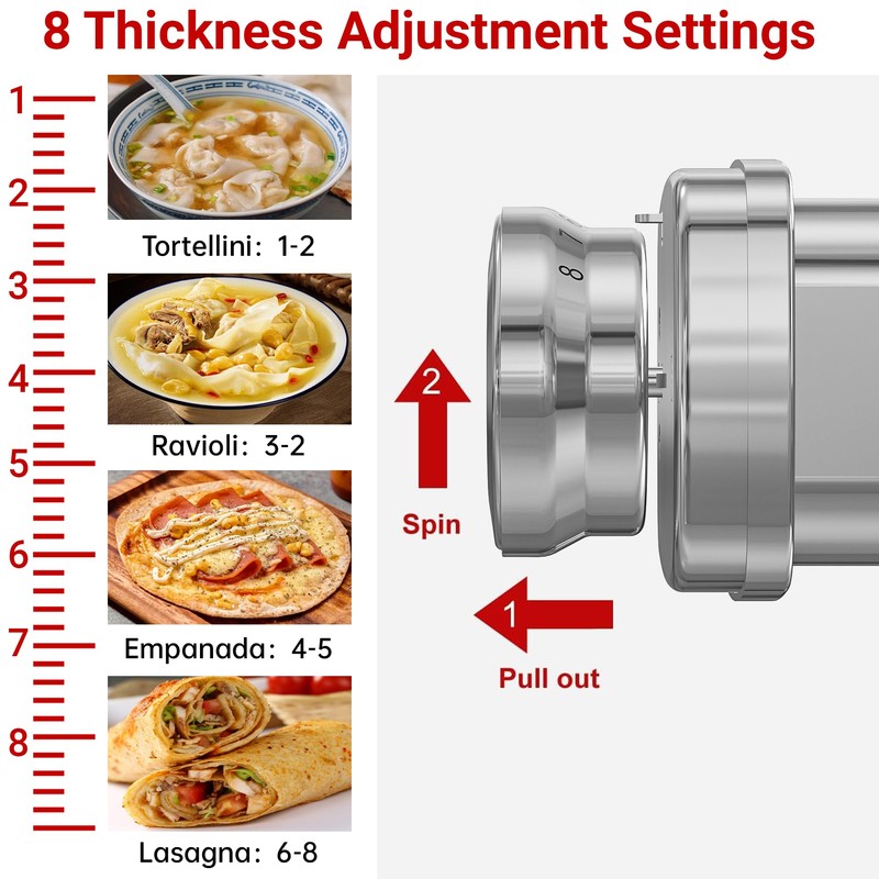 Eascandy Pasta Maker Attachment for KitchenAid Stand Mixer, Stainless Steel
