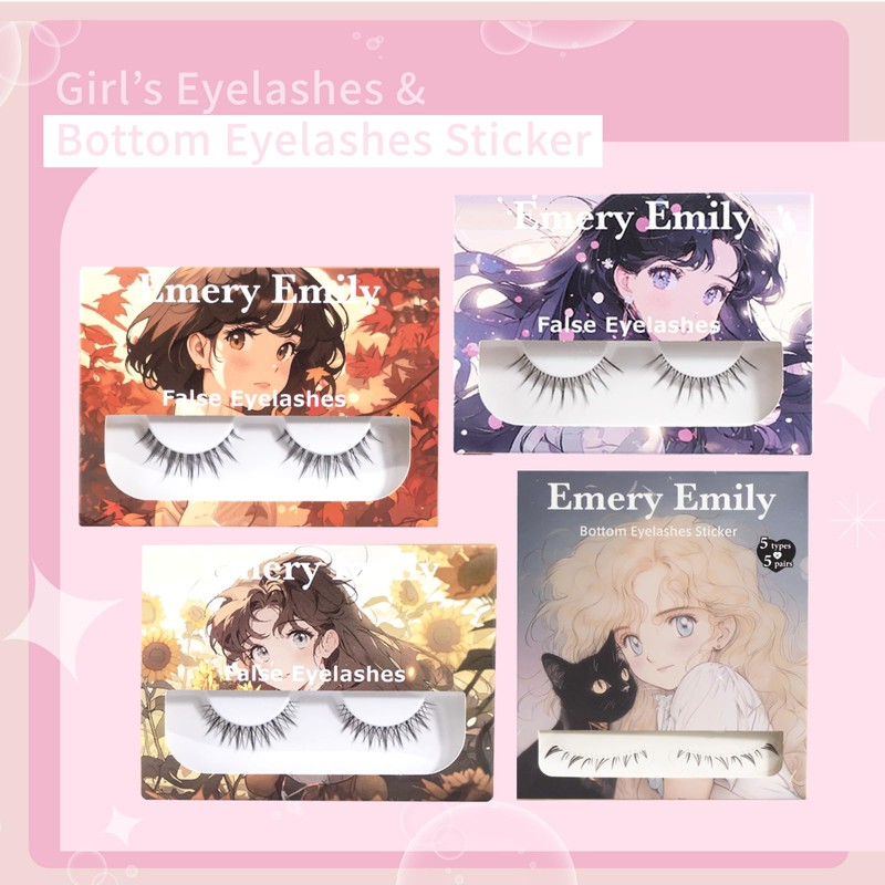 Emery Emily Bottom Eyelash Seals, 5 Types, 25 Pairs Lower