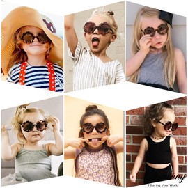 Laurinny Toddler Flower Sunglasses For Girls Boys Cute Kids Sunglasses Tortoise shell UV400 Protection Colorful Sun Glasses Age 3-8