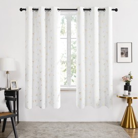 Deconovo Blackout Grommet Constellation Pattern Foil Printed Curtains, Pure White, 42W x 63L