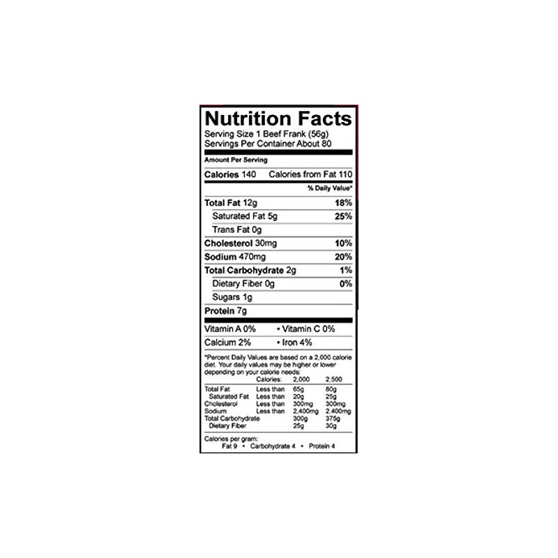 Red Hot Chicago Beef Franks 10 lbs. 8:1 (approximately 80