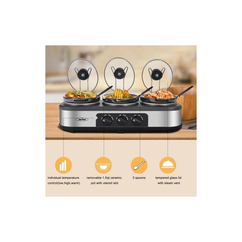 Silver 4.5 QT Electric Small Slow Cookers Portable Crock Pot