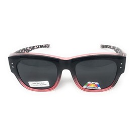 MyUV High Definition Polarized Wrap Around Shield Fit Over Sunglasses (Crystal Black/Light Burgundy, 70)