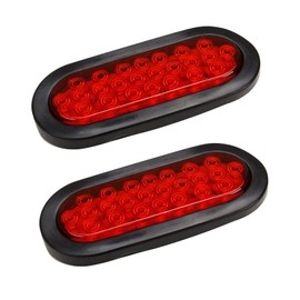 wangtney 2x 6 Oval 24LED Truck Trailer Stop Turn Tail Brake Lights w/Grommet 24 LED Red
