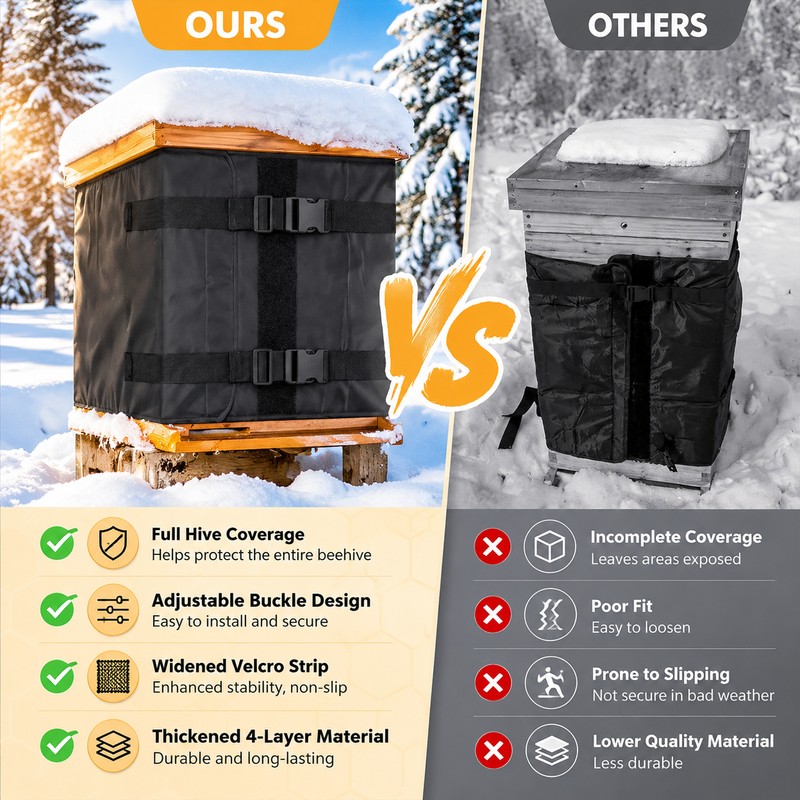 Winter Beehive Wrap for 2 Deep Boxes – Adjustable 600D