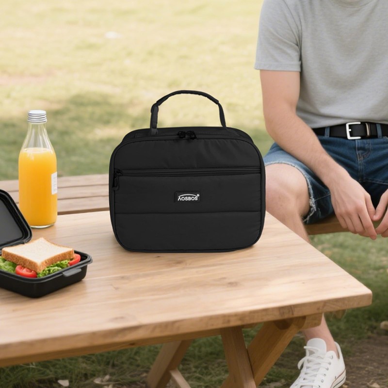 Aosbos Insulated Lunch Bag for Adults - Sleek Quilted Small