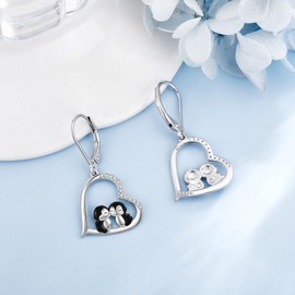 YAFEINI Penguin Earrings 925 Sterling Silver Dangle Drop Penguin Earrings for Penguin Lovers Leverback Earrings Animal Jewelry for Women Friend Wife Christmas Gifts