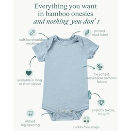 PurComfy Supersoft Short Sleeve Baby Bodysuits, Premium Bamboo Rayon One-piece Unisex Boy Girl Bodysuit 6-12 Month