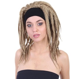 HPO Adult Women's Deluxe Dreadlocks Wig, 21 Inch Dreads Wigs Perfect for Cosplay, Attached Headband- Perfect For Festivals, Boho Events and Parties - Brown