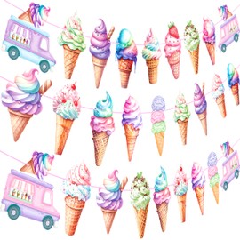 3Pcs Ice Cream Party Banners Ice Cream Birthday Party Decorations Summer Ice Cream Party Cutout Banner Ice Cream Truck Decorations for Ice Cream Cone Baby Shower Supplies