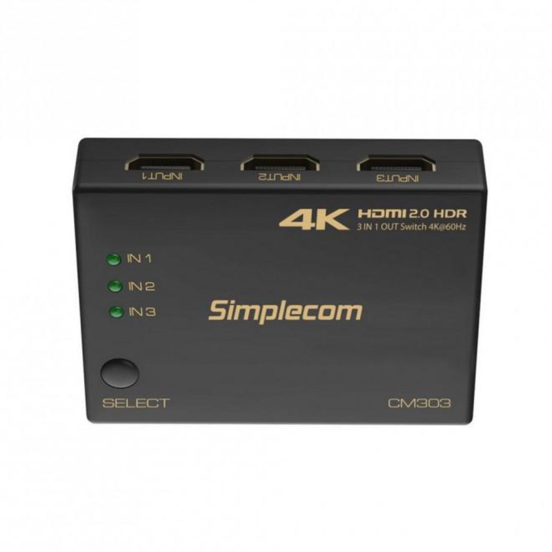 Simplecom CM303 Ultra HD 3 Way HDMI Switch 3 in