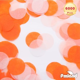 PMLAND Tissue Paper Table Confettis Round Circles for Parties Crafts and Decoration 2.5 cm (1 Inch) Pack of 6000 Pieces - Orange, Peach and White