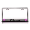 Custom Brother - Nana Female Name Hibiscus Steel License Plate Frame Ch