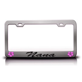 Custom Brother - Nana Female Name Hibiscus Steel License Plate Frame Ch