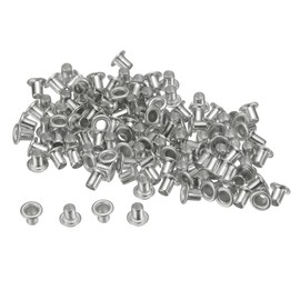 sourcing map 100set Grommets Kit Metal Eyelets 2mm Hole Tiny Grommet for Shoes Clothes Belt Bag DIY Project, Silver Tone