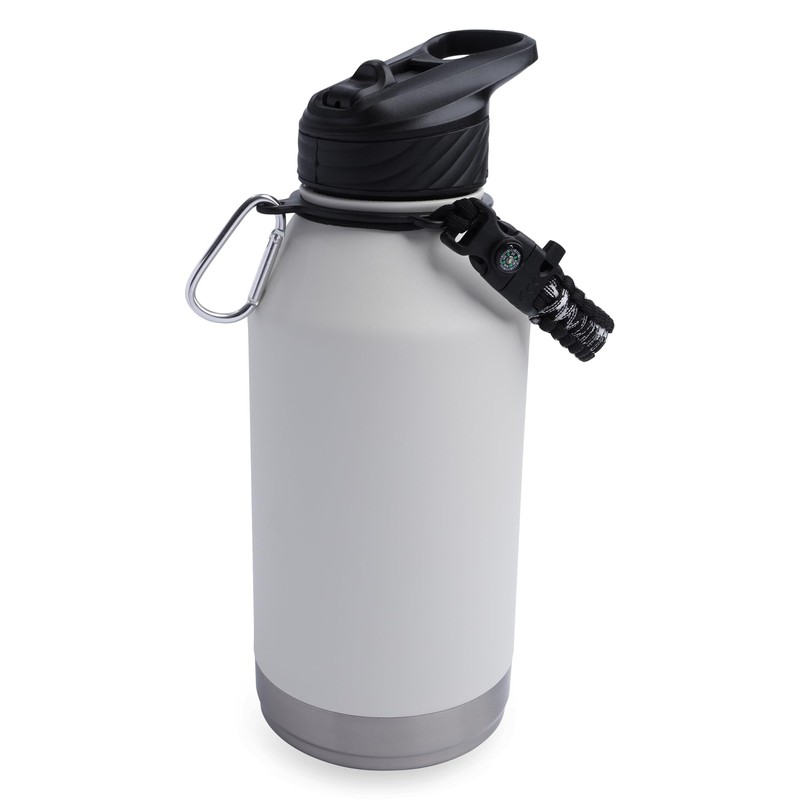 Hydragear Zenith Straw Stainless Steel Bottle with Carabiner, Compass, Signal