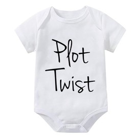 WOOYONGING Plot Twist Surprise Pregnancy Announcement Grandparents Plot Twist Baby Romper Infant Bodysuit