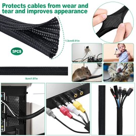 Pack of 500 Cable Management Kit, Cable Management with Cable Tubes, TPR Cable Organiser, Cable Clips and Cable Ties for Office, Home Office and Electronics
