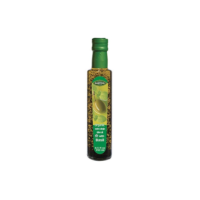 Mantova Basil Organic Extra Virgin Olive Oil, 8.5-Ounce Bottles (Pack