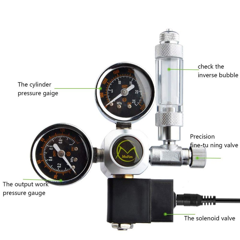 CO2 Pressure Regulator with Solenoid Valve Pressure Gauge and Check