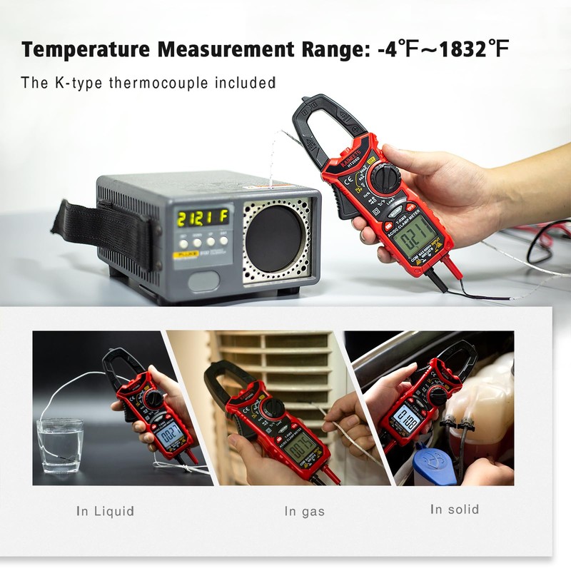 KAIWEETS HT206D Digital Clamp Meter T-RMS 6000 Counts, Multimeter Voltage