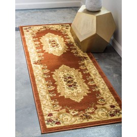 Unique Loom Versailles Collection Traditional Classic Floral Motif Area Rug (2' 2 x 6' 0 Runner, Terracotta/ Ivory)