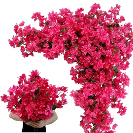wardbum Pack of 20 - Artificial Bougainvillea Flower Stems Silk Fuchsia Bougainvillea Bush Branches for Home Wedding Table Centerpiece Shower Party Indoor Outdoor Decorations (Hot Pink)