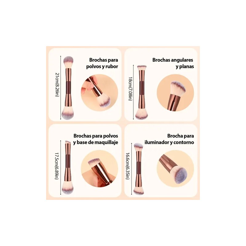 Set 7 Brochas Maquillaje Profesional Alto Nivel Color
