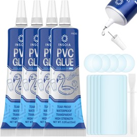 INSOIA Pool Liner Patch, Air Mattress Repair Kit 15 ML x 4 – Waterproof Vinyl Repair Patch Kit for Inflatables, Swimming Ring, Tent, Bounce House, Inflatable Toys, Hot Tub, PVC Boat, Raft, Kayak