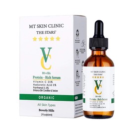 MT SKIN CLINIC Pro Advanced Ultimate Glow+ Antioxidant Protein-Rich Face Serum - Hyaluronic Acid - Vitamin C Serum - B5 Serum - Best Organic Anti Aging Serum - Facial Serum for Men & Women - 2 oz
