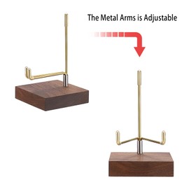 Hipiwe Display Stand Easel with Adjustable Metal Arms Wooden Base Rock Display Easel Holder for Fossil Coral Geodes Rock Mineral Agate Plate Seashell and Small Collectibles,2.6"x2.6"x4.2"