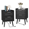 Finnhomy Nightstand with Charging Station, Bedside Table with 2 Hand