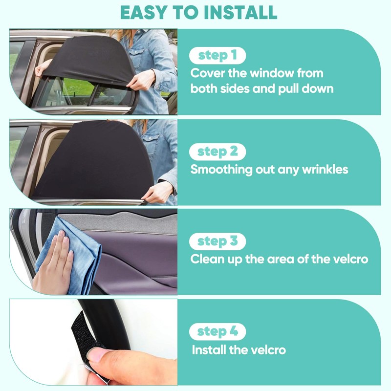 2 Stück Sonnenschutz Auto Baby, Autofenster Sonnenschutz, Universal Auto Elastizitä