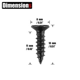 JQK #8 x 1/2" Black Screw, Flat Head Phillips Wood Screw 18-8 S/S Electroplating Black Stainless Steel, 8 x 1/2-Inch, 100-Piece, SB4213-P100