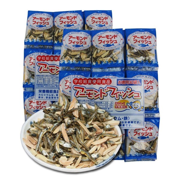 Agawa Foods Almond Fish (0.2 oz (6 g) x 60 Bags, Small Fish, Almond, Snacks, Small Bag