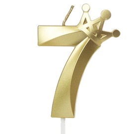 Crown Birthday Candle 7 Gold, 7 Candles for Birthday Cakes,Number 7 Crown Candle,7th Birthday Candles Sparkle Decoration for Birthday Party Wedding Anniversary Celebration Supplies