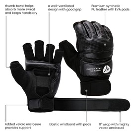 Half Finger Taekwondo Punching Gloves Hand Foot Protectors, Kickboxing Gloves Martial Arts Training Sparring Gear, Premium Wrist Wraps Ankle Grab Support Gloves Fit Men Women Adults Kids(Black-M)
