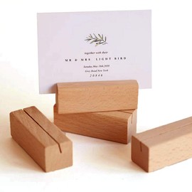 Wooden Card Holder, 5 Pieces Wooden Photo Holder, Wedding Place Card Holder, Wooden Card Holder, Table Number, Place Card Holder Made of Wood, Non-Slip, for Wedding, Parties, Office