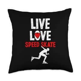Inspiring Speed Skating Fanatic Ice Rink Lover Live Love Speed Positive Message Ice Skating Lover Throw Pillow, 18x18, Multicolor