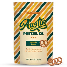 Jalapeño Queso Pretzels – 6 Oz Sweet n' Spicy Bite-Sized Snacks Packed with Real Cheese & Jalapeño Flavor – Crunchy, Snacky, Perfect for Sharing or Spicy Indulgence