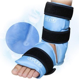 REVIX Full-Wrapped Foot Ankle Ice Pack with 3 Straps, Reusable Cold Packs for Ankle, Foot, Gel Ice Pack Long-lasting Cold - Color: Blue