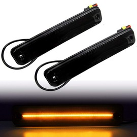 LED Side Marker Light Kit For 2003-2009 Hummer H2 Smoked Lens Amber/Front Red/Rear Replace OEM No: 25952319 Side Fender Lamps
