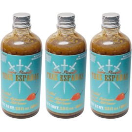 Tres Espadas | 3 Pack of Habanero Hot Sauce | Habanero Pepper | Mexican Gourmet Recipe | Hot Sauce Bottles 3.5 fl oz each | Orange Habanero Pepper Flavor