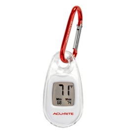AcuRite Portable Digital Thermometer for Indoor or Outdoor Temperature with Carabiner Clip (00333)