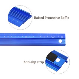 Kozelo Raised Grip Metal Ruler - [30cm ] Aluminum Alloy Precise Measurement Cutting Straight Protective Ruler Ruler Blue for Office Measure Cut Drawing Use, 1mm Precision