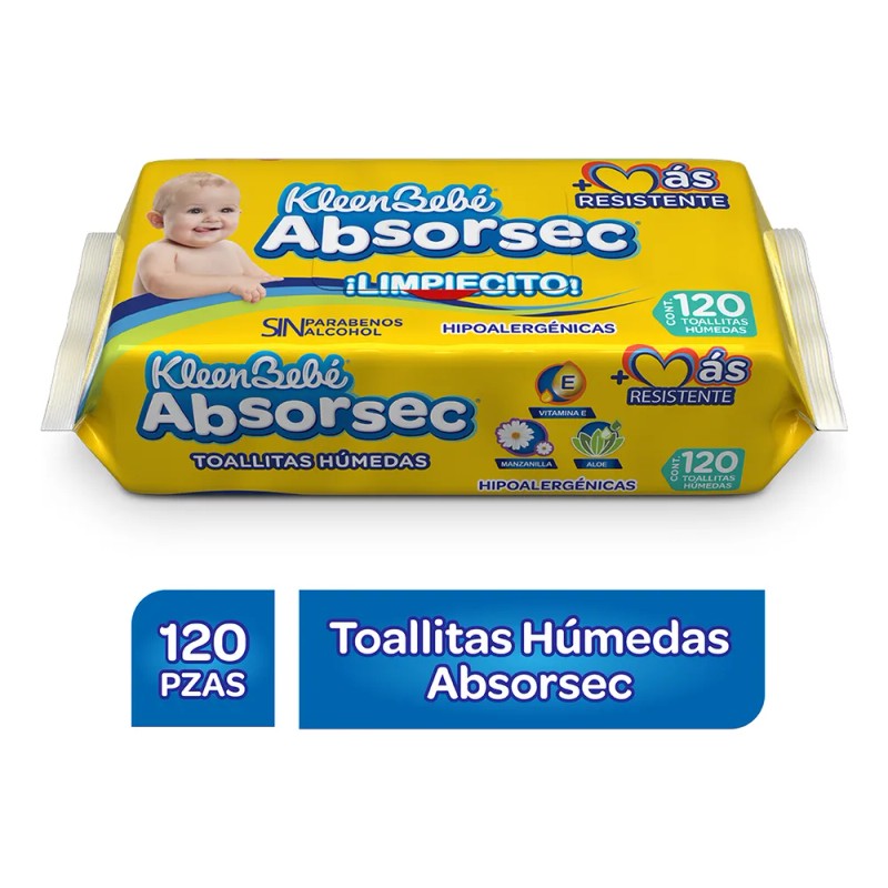 Toallas Humedas Kleenbebé Absorsec Limpiecito 120 Toallitas