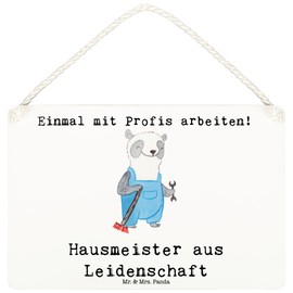 Mr. & Mrs. Panda Decorative sign caretaker passion DIN A6 - gift, house manager, wooden sign, concierge, door sign, company, crafts, facility