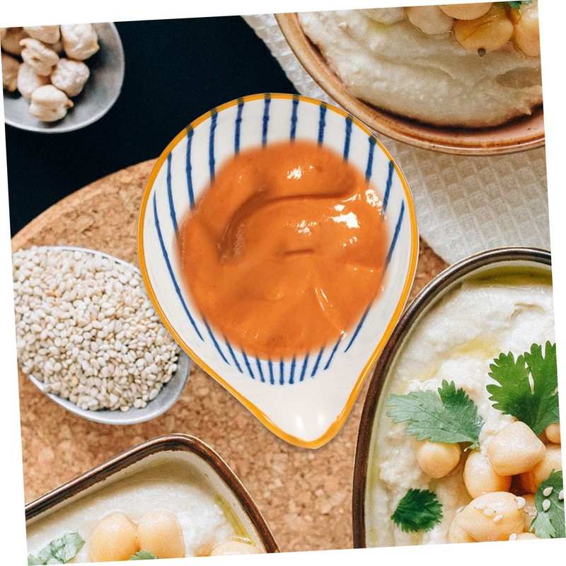 KICHOUSE 4pcs Seasoning Plate Set Ceramic Sauce Dishes Spoon Rests