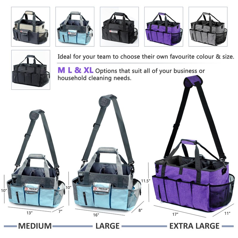 FRECOLSH XL Professional Cleaning Caddy for Cleaning Suppliers, 17" Wearable